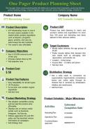 One pager product research planning sheet presentation report infographic ppt pdf document