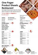 One pager product sheets restaurant presentation report infographic ppt pdf document