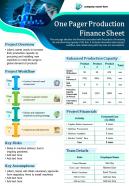 One pager production finance sheet presentation report infographic ppt pdf document