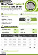 One Pager Provident Funding Rate Sheet Presentation Report Infographic PPT PDF Document