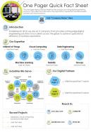 One Pager Quick Fact Sheet Presentation Report Infographic PPT PDF Document