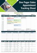 One pager sales appointment tracking sheet presentation report ppt pdf document
