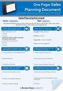 One pager sales planning document presentation report infographic ppt pdf document