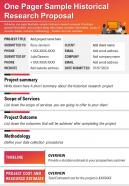 One pager sample historical research proposal presentation report infographic ppt pdf document
