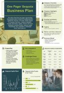 One pager sequoia business plan presentation report infographic PPT PDF document