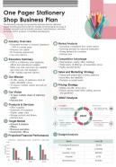 One Pager Stationery Shop Business Plan Presentation Report Infographic PPT PDF Document