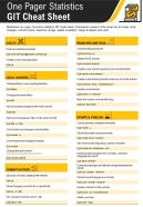 One pager statistics git cheat sheet presentation report infographic ppt pdf document