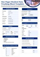 One pager student data tracking sheet template presentation report infographic ppt pdf document