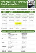 One Pager Target Behaviour Data Tracking Sheet Presentation Report Infographic PPT PDF Document