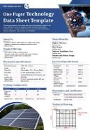 One pager technology data sheet template presentation report infographic ppt pdf document