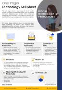 One pager technology sell sheet presentation report infographic ppt pdf document