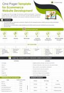 One pager template for ecommerce website development presentation report infographic ppt pdf document