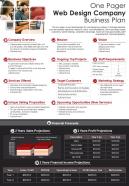 One pager web design company business plan presentation report infographic PPT PDF document