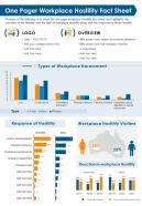 One pager workplace hostility fact sheet presentation report infographic ppt pdf document