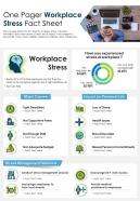 One pager workplace stress fact sheet presentation report infographic ppt pdf document
