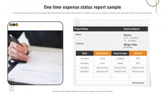 One Time Expense Status Report Sample
