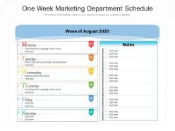 One week marketing department schedule