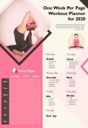 One week per page workout planner for 2020 presentation report infographic ppt pdf document