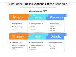 One week public relations officer schedule