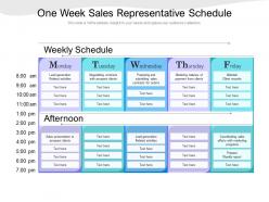 One week sales representative schedule