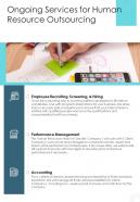 Ongoing Services For Human Resource Outsourcing One Pager Sample Example Document