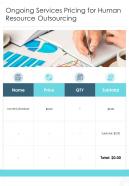 Ongoing Services Pricing For Human Resource Outsourcing One Pager Sample Example Document
