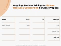 Ongoing services pricing for human resource outsourcing services proposal ppt powerpoint presentation