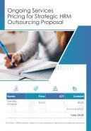 Ongoing Services Pricing For Strategic HRM Outsourcing One Pager Sample Example Document