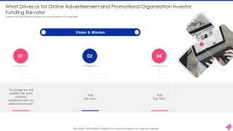 Online Advertisement And Promotional Organization Investor Funding Elevator Pitch Deck Ppt Template