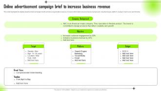 Online Advertisement Campaign Brief To Increase Business Revenue