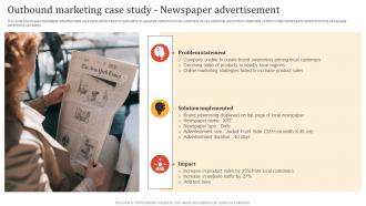 Online Advertisement Techniques Outbound Marketing Case Study Newspaper Advertisement MKT SS V