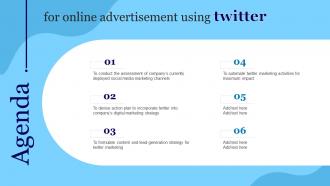 Online Advertisement Using Twitter Agenda Ppt Powerpoint Presentation Diagram Images