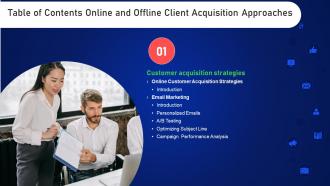 Online And Offline Client Acquisition Approaches Table Of Contents Ppt Pictures Tips
