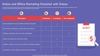 Online And Offline Marketing Checklist With Status