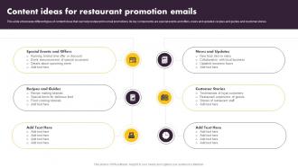 Online And Offline Marketing Tactics Content Ideas For Restaurant Promotion Emails