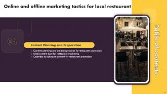 Online And Offline Marketing Tactics For Local Restaurant Powerpoint Presentation Slides Customizable Captivating