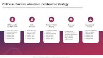 Online Automotive Wholesale Merchandise Strategy