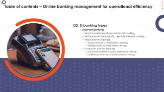 Online Banking Management For Operational Efficiency Powerpoint Presentation Slides Images Interactive