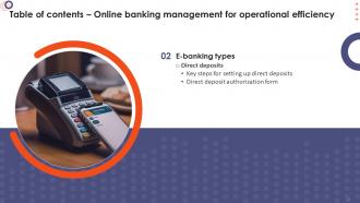 Online Banking Management For Operational Efficiency Powerpoint Presentation Slides Multipurpose Interactive