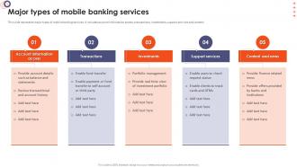 Online Banking Management Major Types Of Mobile Banking Services
