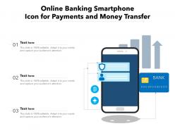 Online banking smartphone icon for payments and money transfer