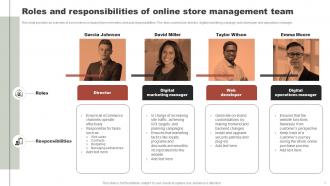 Online Clothing Business Summary Roles And Responsibilities Of Online Store Management Team