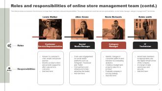 Online Clothing Business Summary Roles And Responsibilities Of Online Store Management Team Editable Slides