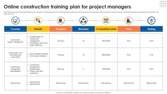 Online Construction Training Plan For Project Managers
