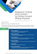 Online Content Writing For Statement Of Work And Contract One Pager Sample Example Document
