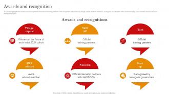 Online Course Company Profile Awards And Recognition Ppt Gallery Gridlines CP SS V