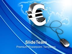Online euro symbol with computer mouse powerpoint templates ppt themes and graphics 0213