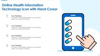 Online health information technology icon with hand cursor