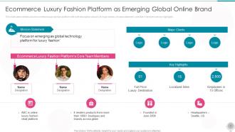 Online Luxury Fashion Platform Investor Funding Elevator Pitch Deck Ppt Template