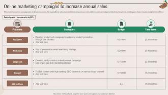 Online Marketing Campaigns To Increase Annual Marketing Plan To Grow Product Strategy SS V